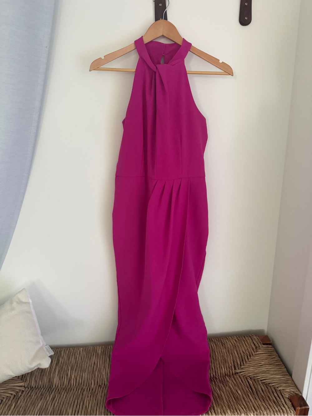 Julia Jordan Fuchsia Knot Neck Tulip Hem Midi Dress — Size 6